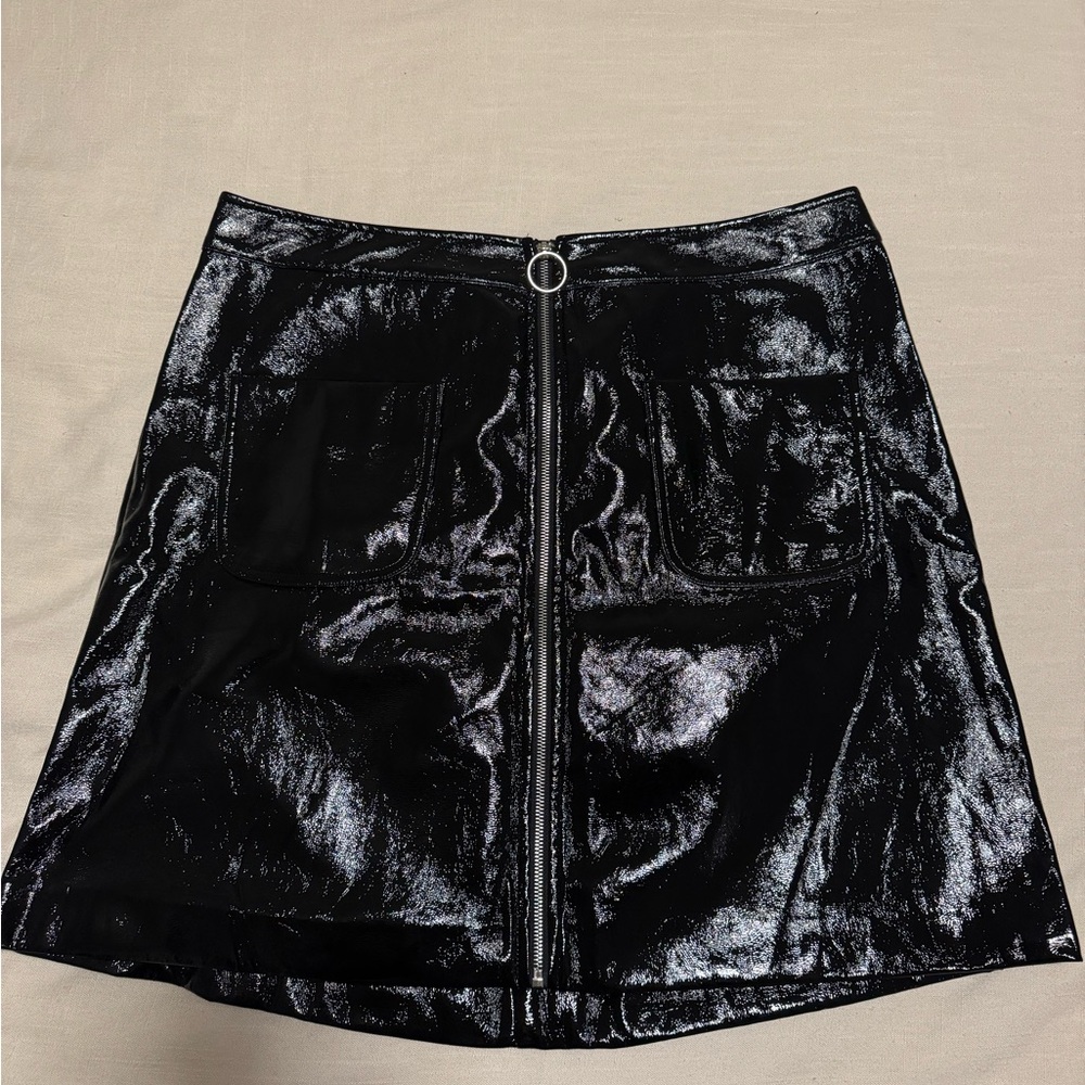Black Faux Leather Mini Skirt